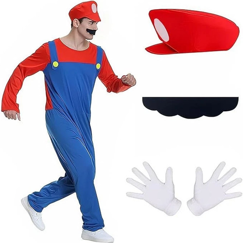 Costume super mario - adulto, con